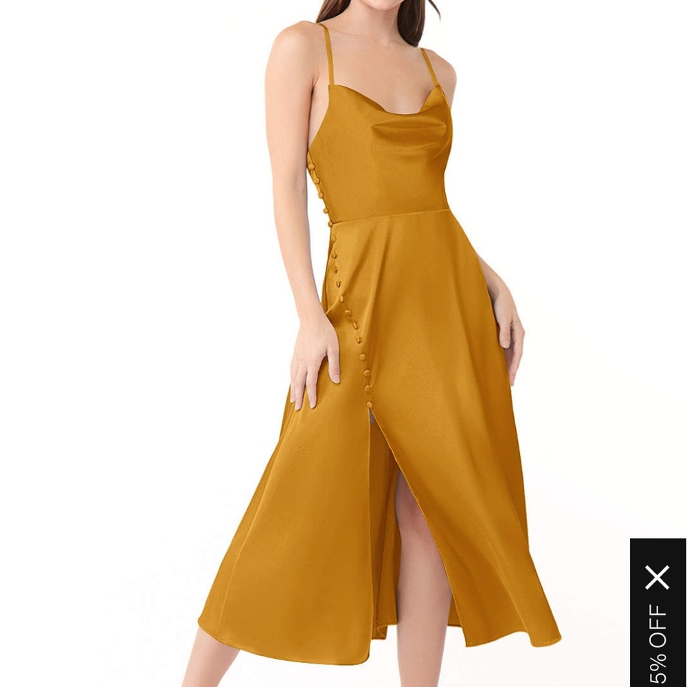 Silky Azazie Ceci Stretch Dress in Butterscotch, Bridesmaid dress Size 14